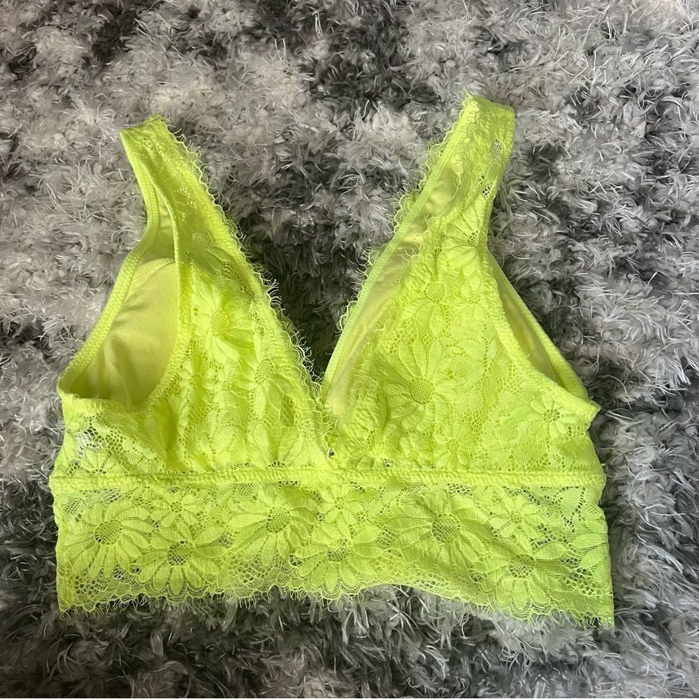 Aerie Neon Yellow Lace Bralette Size Small NWOT - Picture 2 of 3